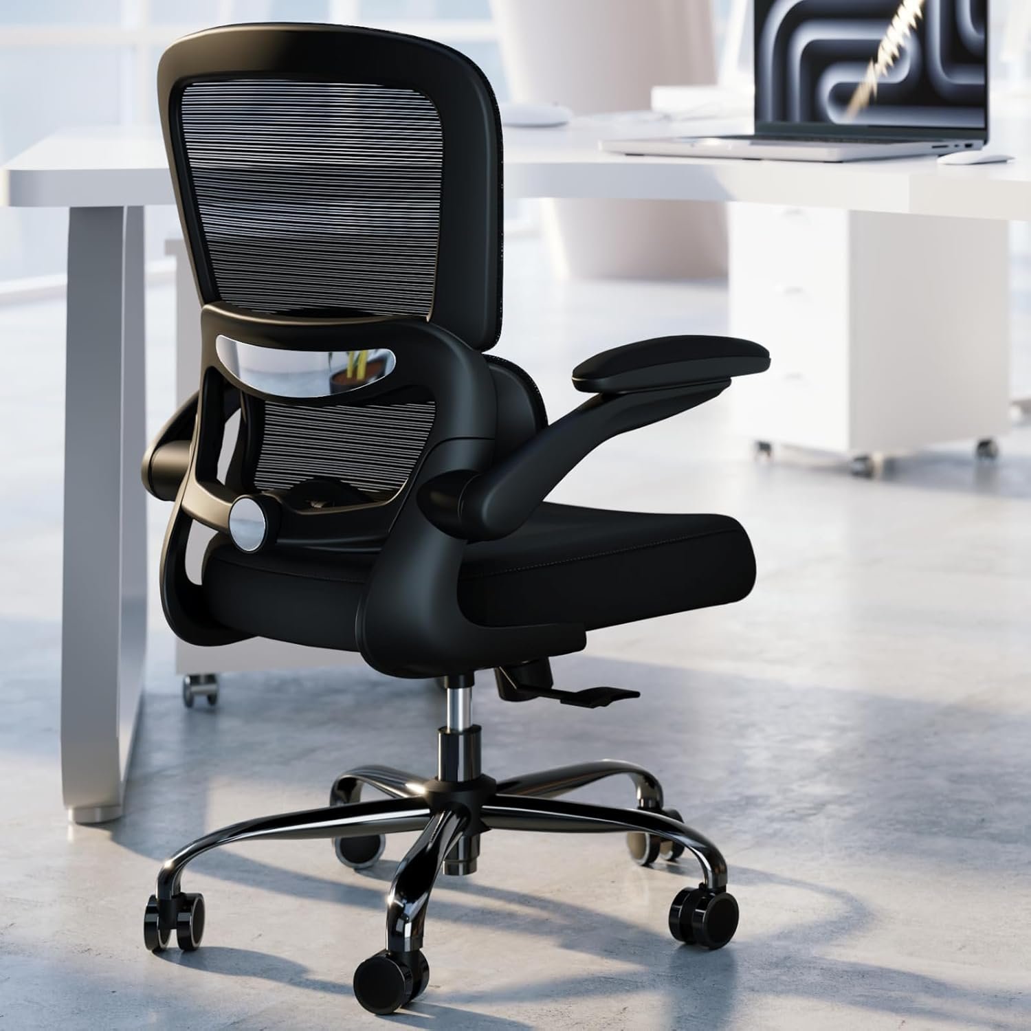 Office Chair – Ergonomic Desk Chair with Adjustable Lumbar Support, Mesh Computer Chair, Executive Chairs for Home Office Comfortable Lumbar Support (Black)
