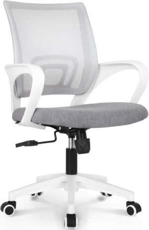 NEO CHAIR Office Chair Computer Desk Chair Gaming Ergonomic Mid Back Cushion Lumbar Support with Comfy Mesh Adjustable Swivel Rolling Home (Grey)