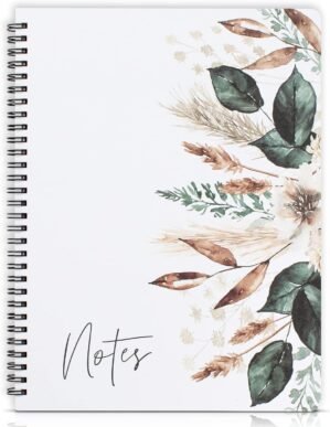 Aesthetic Spiral Notebook Journal For Women – Cute Dried Floral 10.5″ x 8.5″ College Ruled Notebook With Large Pockets And Lined Pages – Perfect to Stay Organized and Boost Productivity at Work or