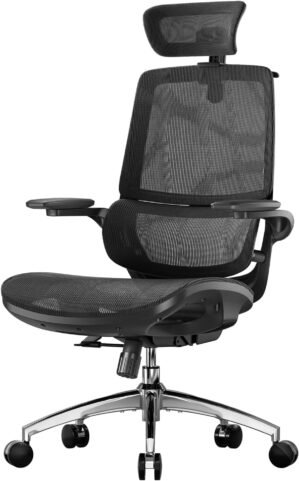 SIHOO M59AS Ergonomic Office Chair, Desk Chair with 3D Flip-up Armrests, Computer Chair with Dual Back Design and Adaptive Dynamic Lumbar Support