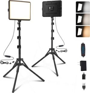 2-Pack LED Photography Lighting Kit, Arsoer 15W Bi-Color Video Light Kit, 2800-6500K LED Light CRI 97+, Studio Light with 70” Tripod Stand for Photography/YouTube/Video Recording/Content Creation