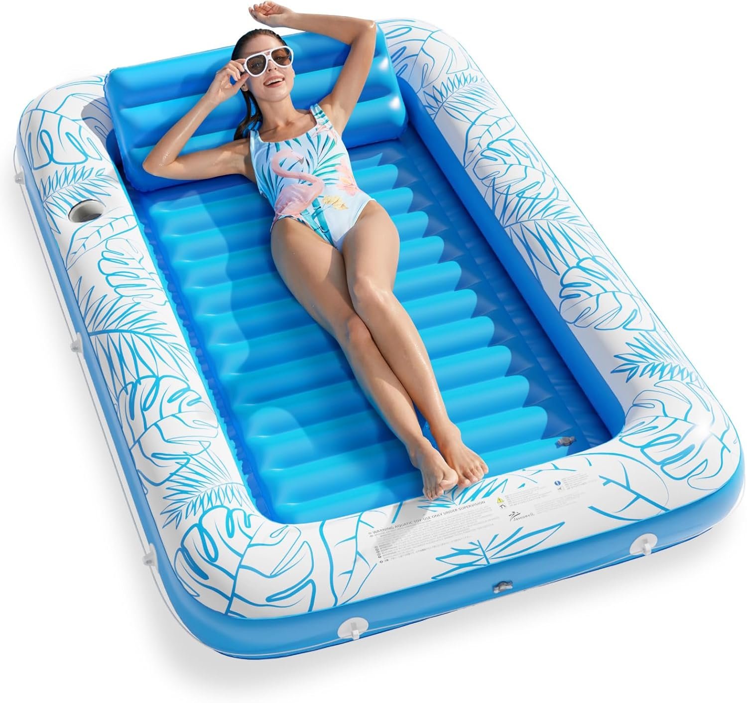 Inflatable Tanning Pool Lounger Float – Jasonwell 4 in 1 Sun Tan Tub Sunbathing Pool Lounge Raft Floatie Toys Water Filled Bed Mat Pad for Adult Blow Up Kiddie Pool Kids Ball Pit Pool (L)