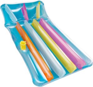 Zcaukya Inflatable Pool Float, 65 Inch Colorful Inflatable Pool Lounger with Pillow & Cup Holder for Adults, Swimming Pool Inflatable Floating Mat for Summer Parties