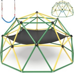 Climbing Dome, 10FT Climber with Hammock & Swing, Jungle Gym Playground Backyard for Kids, 2024 Upgraded Model Indoor Outdoor Toddler Play Equipment, Easy Assembly, Safety Certified