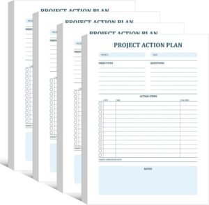 Maitys 200 Sheets 4 Pads Project Action Planner Notepad Project Management with Checklist Planning Pad 7 x 10 Inches Action Items Task Notepad Business Planner for Productivity, 50 Sheets/Pad