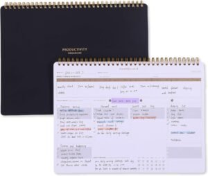 ZERONE CENTRE Productivity Weekly Planner – 54 Sheets Dashboard Spiral Deskpad Has 6 Focus Areas to List Tasks for Goals, Projects, Clients, Academic, or Shopping-Organize Your Daily Work Efficiently