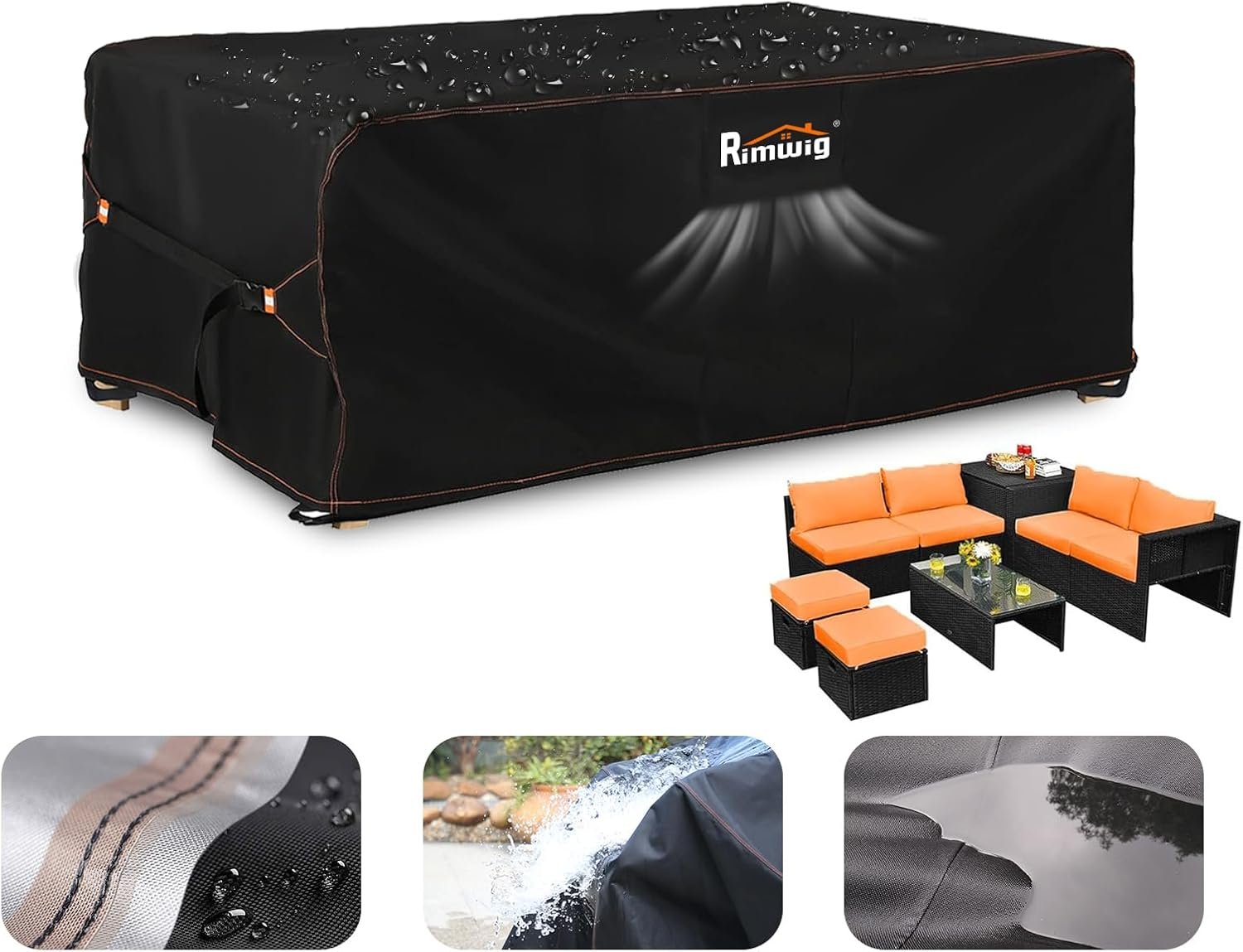 Patio Furniture Set Covers Waterproof, Outdoor furniture covers waterproof clearance, Sectional Sofa Couch Set Covers for Winter,Table Chair Cover Outside Rectangular Heavy Duty 90″Lx65″Wx28″H