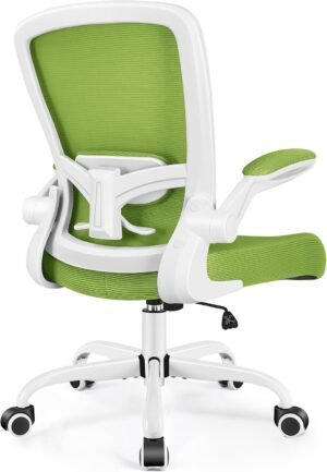 Office Chair, FelixKing Ergonomic Desk Chair Breathable Mesh Chair with Adjustable High Back Lumbar Support Flip-up Armrests, Executive Rolling Swivel Comfy Task Computer Chair for Home Office (Green)
