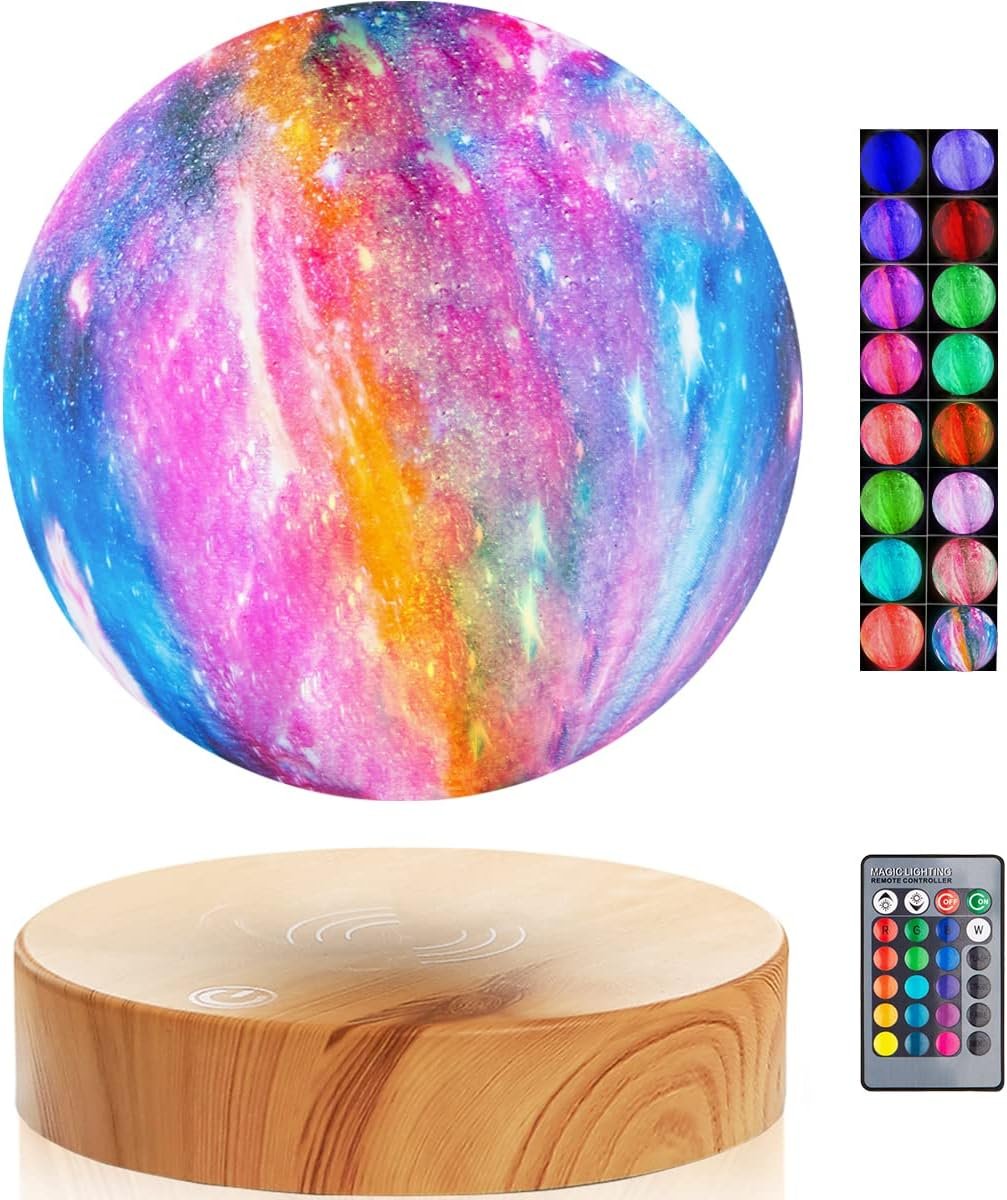 VGAzer Levitating Moon Lamp 5.9 Inch 16 Colors Galaxy Moon Lamp 3D Moon LED Light with Remote Control for Unique Gifts,Room Decor,Night Light,Office Desk Toys