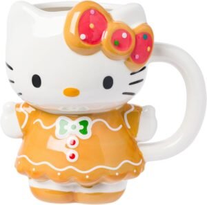 Silver Buffalo Sanrio Hello Kitty Gingerbread 3D Sculpted Ceramic Mug, 20 Ounces