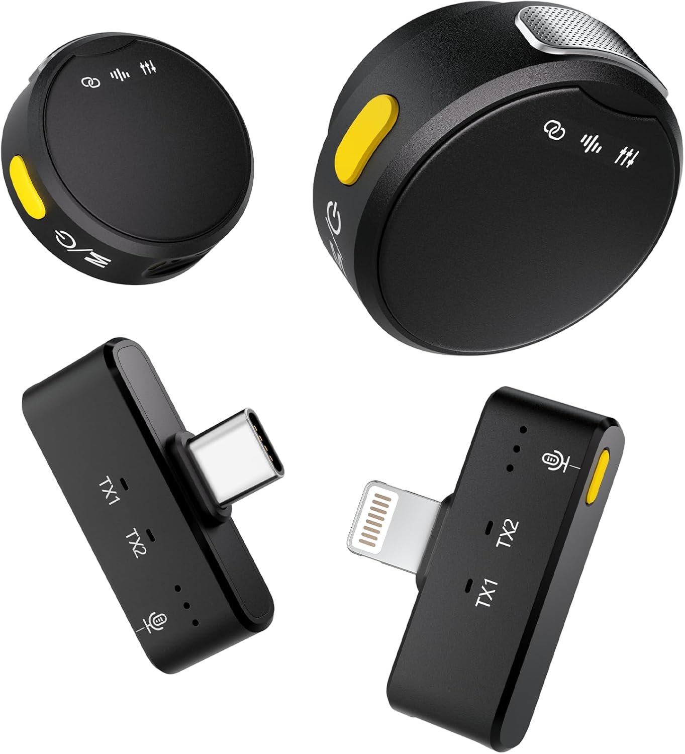 Wireless Lavalier Microphone for iPhone/Android/PC, Mini Microphone with Noise Cancellation, 16Hrs Battery Life, Lapel Mic for iPhone, USB C/Type C Wireless Lapel Mic for Video Recording