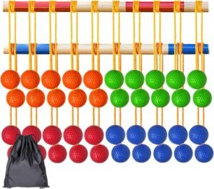 20pack Ladder Balls with Bags, Ladder Game Ladder Replacement Garden Outdoor Throwing Game (Orange Blue Red Green, Each 5pcs)
