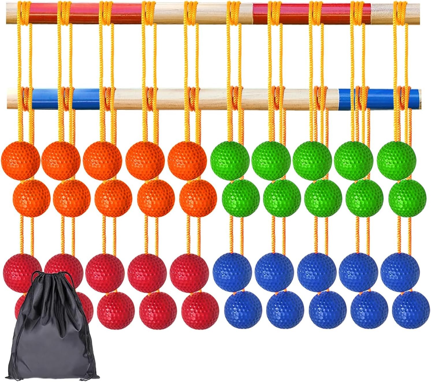 20pack Ladder Balls with Bags, Ladder Game Ladder Replacement Garden Outdoor Throwing Game (Orange Blue Red Green, Each 5pcs)