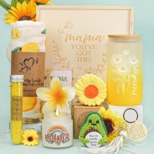 New Mom Gifts,Pregnancy Gifts,New Mummy Care Package After Baby,Mom To Be Inspire Gift, Self-Care Spa Gift Set 12oz Glass Cup for New Mama