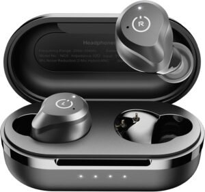 TOZO NC9 Hybrid Active Noise Cancelling Wireless Earbuds, in Ear Headphones IPX6 Waterproof Bluetooth 5.3 Stereo Earphones, Immersive Sound Premium Deep Bass Headset Matte Black.