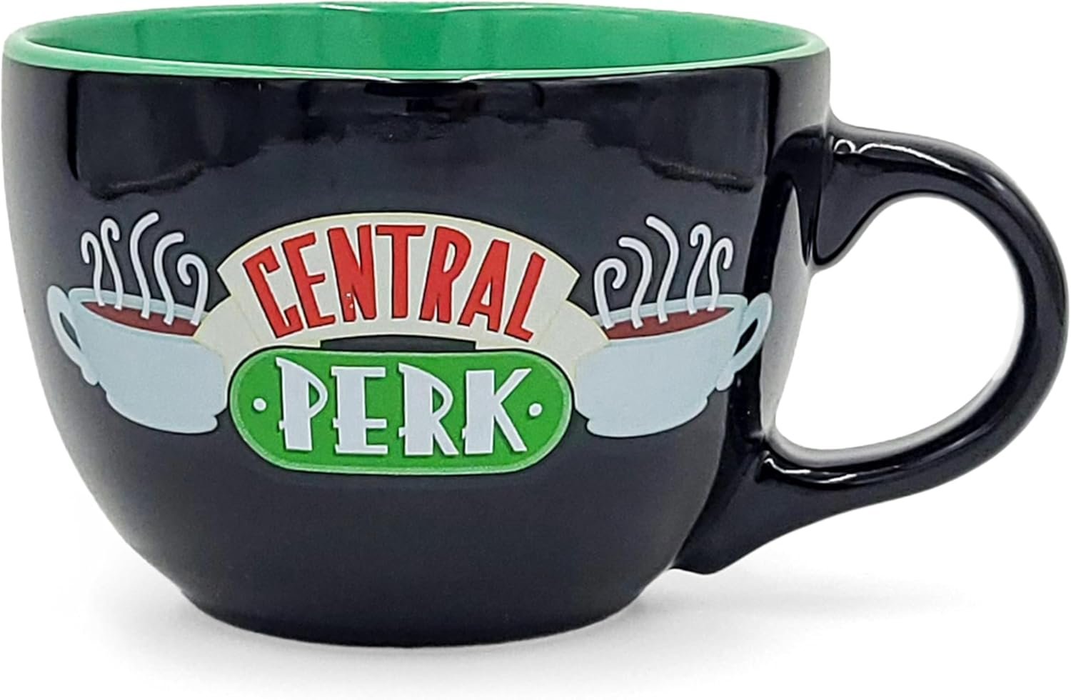 Silver Buffalo FRIENDS Central Perk Black Ceramic Mug Oversized for Coffee, Soup, 24 Ounces