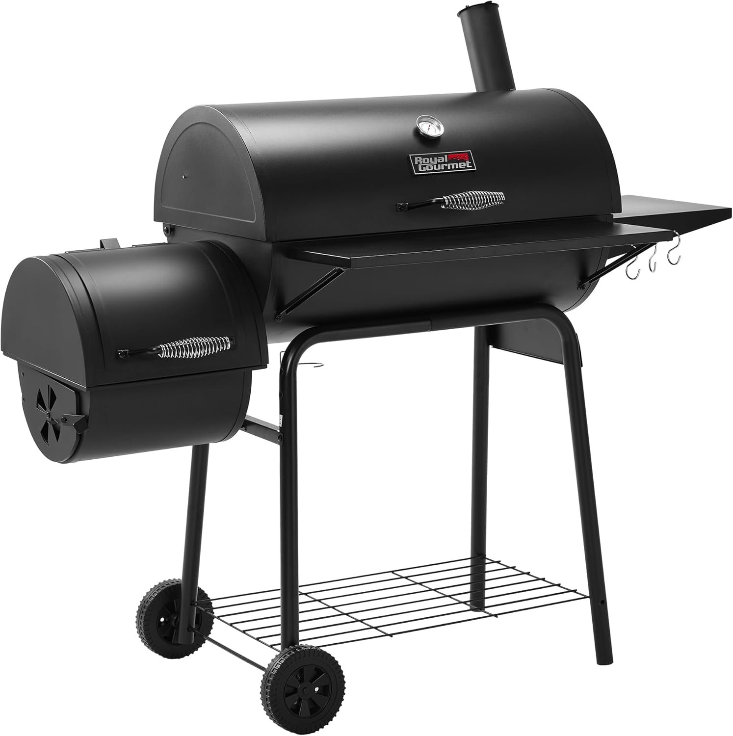 Royal Gourmet CC1830S 30″ BBQ Charcoal Grill and Offset Smoker | 811 Square Inch cooking surface, Outdoor for Camping | Black