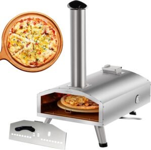 12” Portable Wood Fired Pizza Oven – Stainless Steel Pellet Pizza Stove for Outdoor Cooking, Backyard & Camping