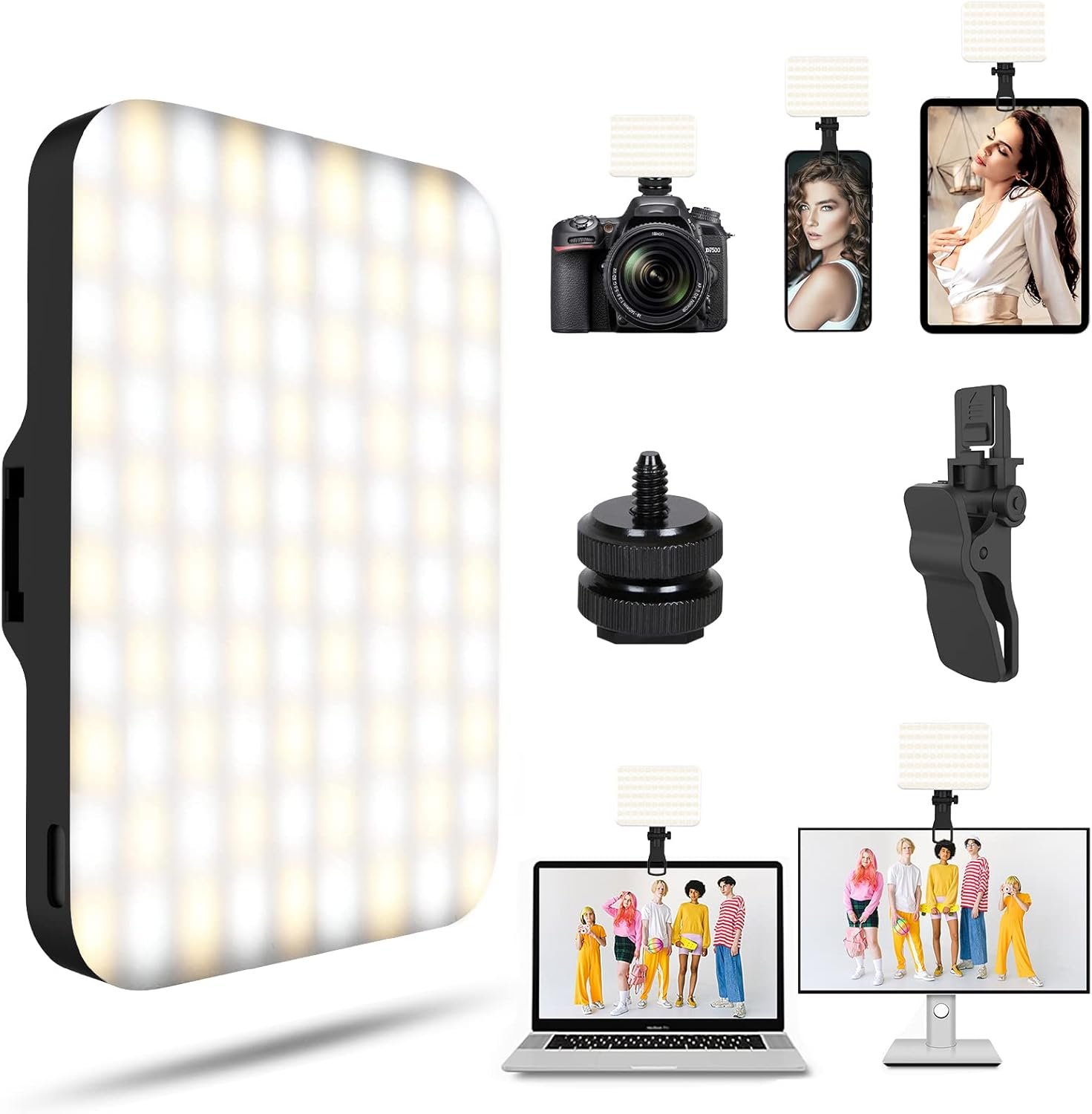 Selfie Light – BANSINE USB-Rechargeable LED Phone Light – Portable Photo Light with 97+ CRI, Up to 6500K Color Temperature for Selfie, Zoom Conference, Video, Makeup and Live Stream