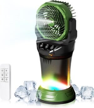 Portable Misting Fan with Remote & 30000mAh Rechargeable Misting Fans for Outside Patios Camping Beach & Workshops Mist Fan Portable for Outdoor/Indoor 2L Water Tank RGB Light 4 Speeds & Spray