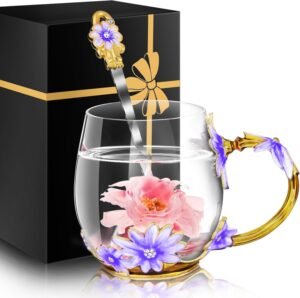 Women Glass Tea Coffee Pretty Cup Set Cute Mug Christmas Xmas Birthday Gift Great Mom Grandma Mimi Nana Gigi Grandmother Big Sister Law God Mother Day Aunt Artist Premium Practical Retirement Purple