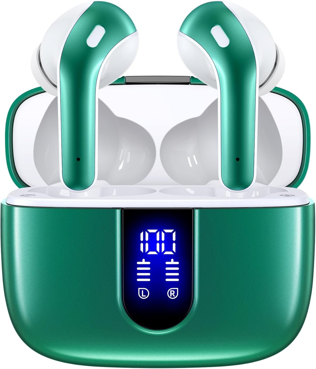 TAGRY Bluetooth Headphones True Wireless Earbuds 60H Playback LED Power Display Earphones with Wireless Charging Case IPX5 Waterproof in-Ear Ear buds with Mic for TV Smart Phone Laptop Computer Sports