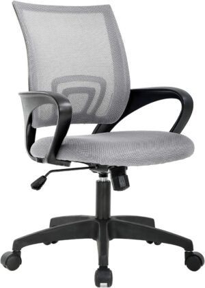 Office Chair Desk Chair Computer Chair Ergonomic Executive Swivel Rolling Chair with Lumbar Support Arms Adjustable Task Chair for Women Adults, Grey