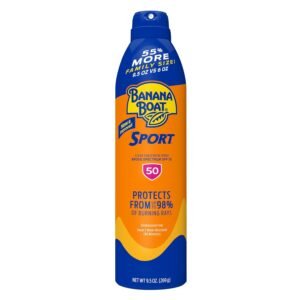Banana Boat Sport Ultra SPF 50 Sunscreen Spray, 9.5oz | Banana Boat Sunscreen Spray SPF 50, Oxybenzone Free Sunscreen, Spray On Sunscreen, Water Resistant Sunscreen, Family Size Sunscreen, 9.5oz