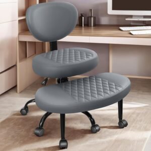 Cross-Legged Meditation & Yoga Office Chair – Kneeling Style with Lumbar Support & Adjustable Height – Dark Gray