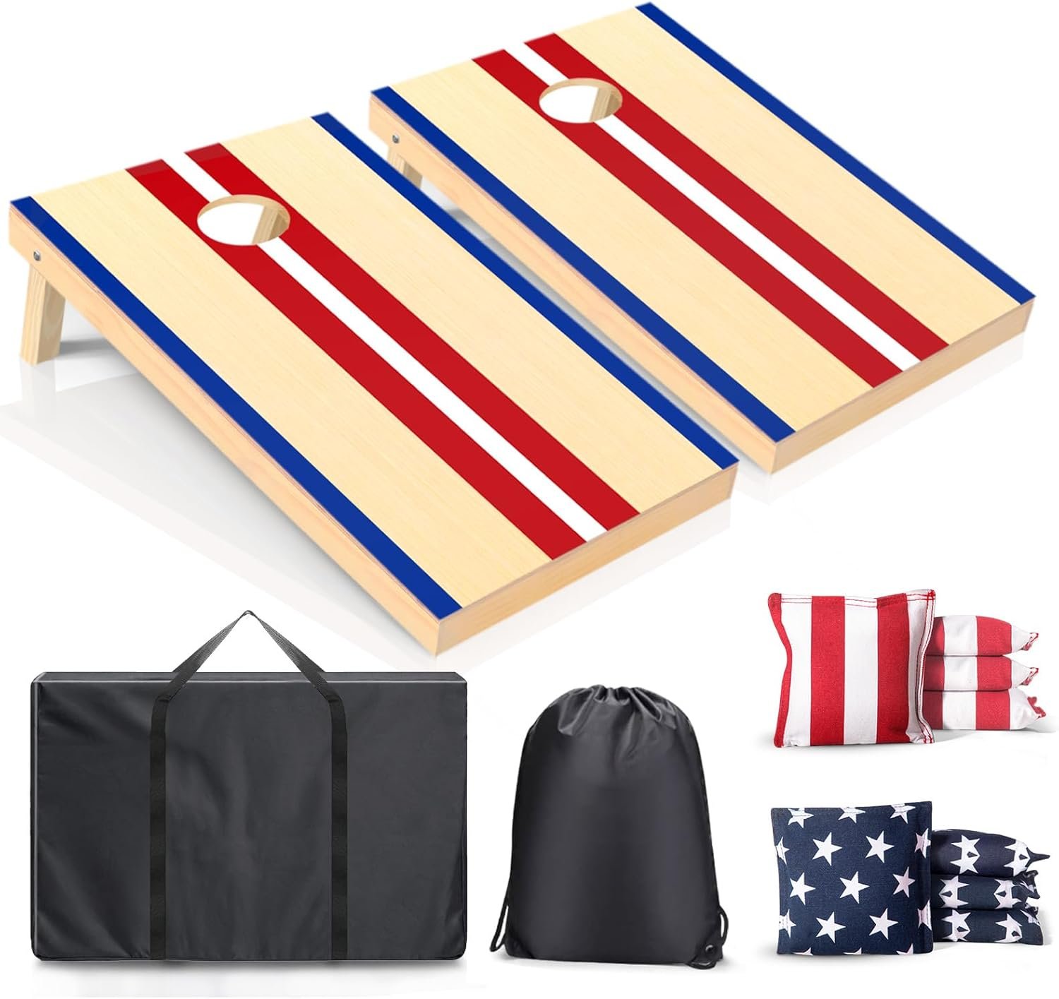 Cornhole Boards Set – Regulation Size 4×2/3x2ft Solid Wood Corn Hole Game Set with 8 Bean Bags and 2 Cornhole Boards – Perfect for Outdoor Game