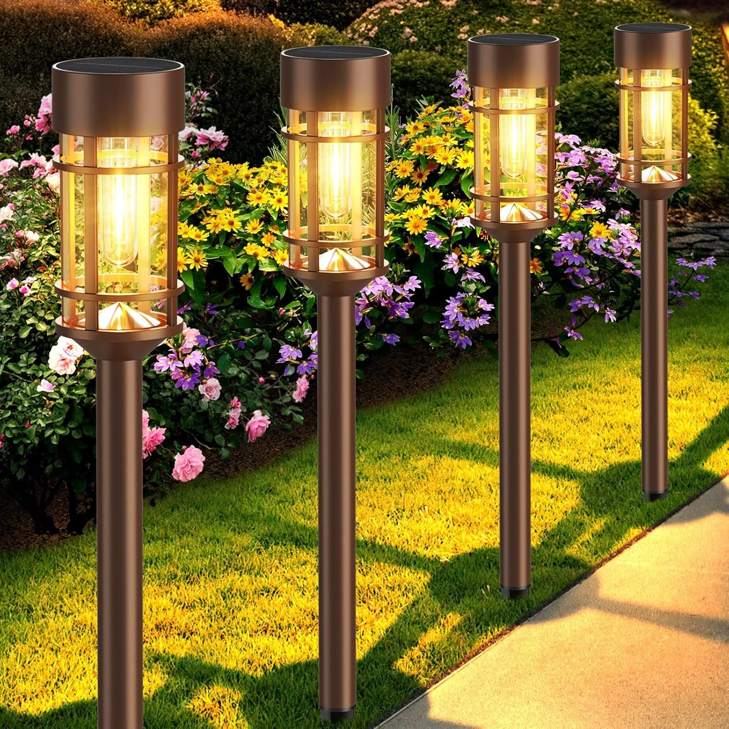 8 Pack Solar Outdoor Lights – Bright Up to 10 Hrs, IP65 Waterproof for Patio, Lawn, Yard and Landscape