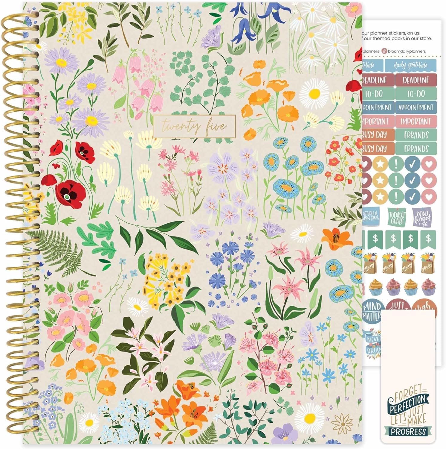 bloom daily planners 2025 Planner (8.5″ x 11″) Calendar Year Day Planner (January 2025 – December 2025) – Weekly & Monthly Dated Agenda Organizer with Stickers & Tabs – Garden Party, Beige