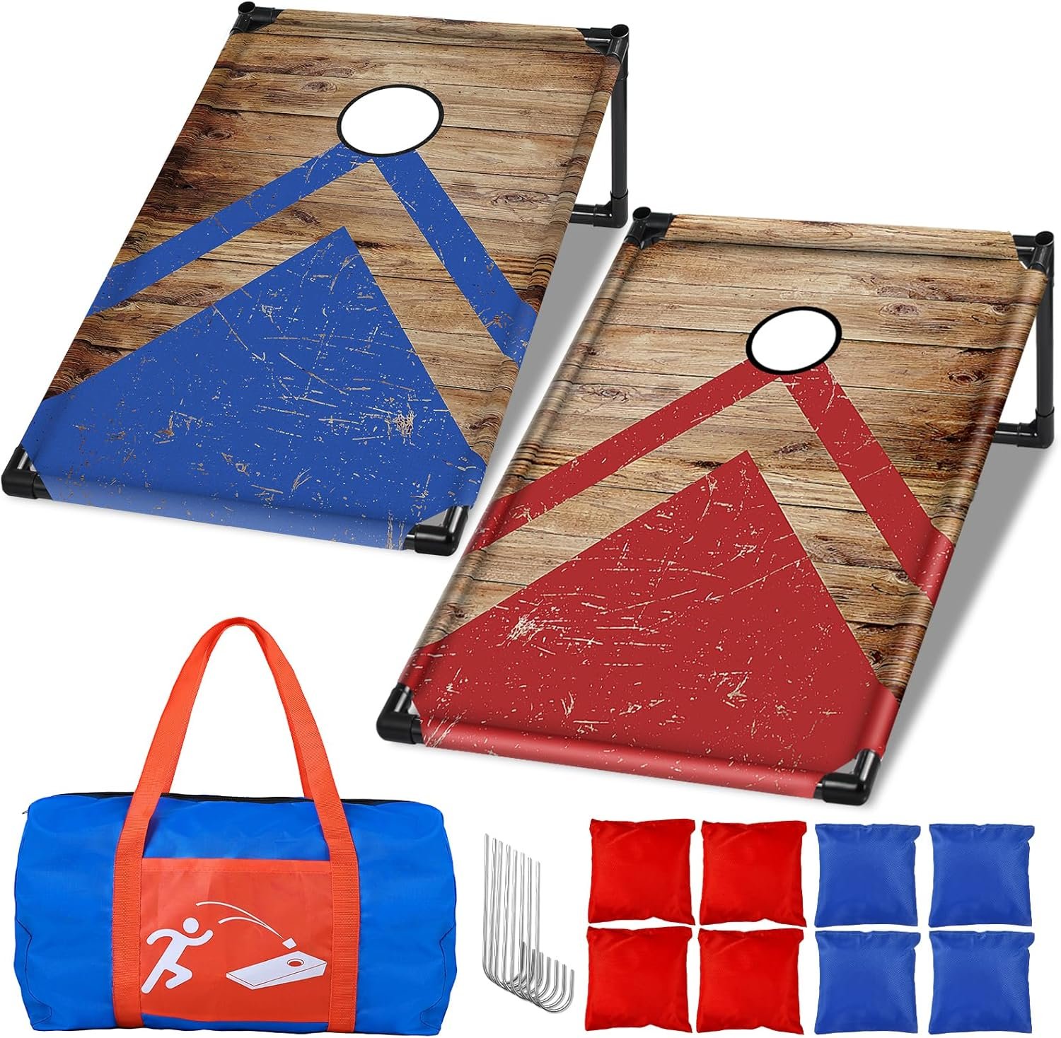 NZQXJXZ Portable Cornhole Board Set with 8 Bean Bags – 3×2 Ft Corn Hole Toss Game for Indoor and Outdoor Parties, Ideal for Kids, Adults, Beach, Yard and Camping