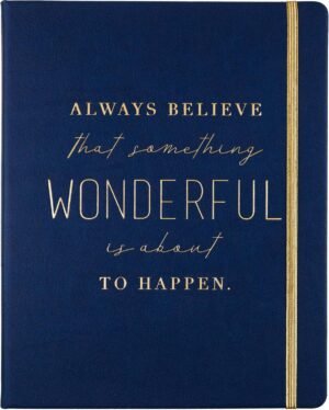 Eccolo Large Lined Journal Notebook, Hardbound Cover, Writing Journal, 256 Ruled Ivory Pages, Gilded Edge, Elastic Band, 3 Ribbon Bookmarks, Lay Flat, Desk Size for Work or School (Blue, 8×10-inch)