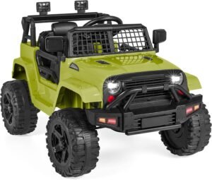 Best Choice Products 12V Kids Ride On Truck Car w/Parent Remote Control, Spring Suspension, LED Lights, AUX Port – Green