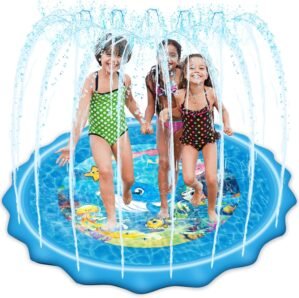 Mademax Upgraded 67″ Splash Pad, Sprinkler & Splash Play Mat, Inflatable Summer Outdoor Sprinkler Pad Water Toys Fun for Children, Infants, Toddlers, Boys, Girls and Kids