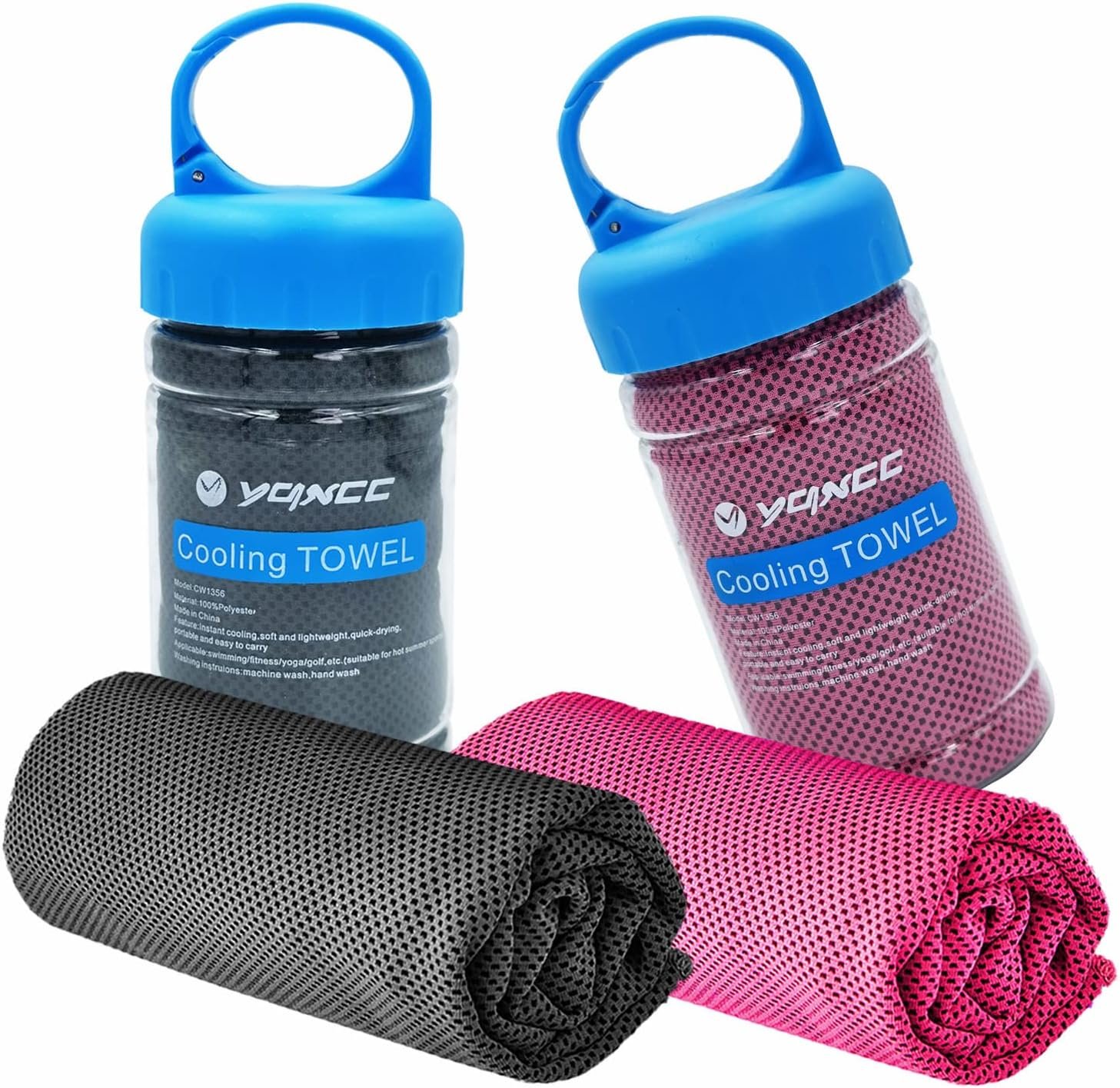 YQXCC 2 Pack Cooling Towel (47″x12″) Ice Towel for Neck, Soft Breathable Chilly Towel, Microfiber Cool Towel for Yoga, Golf, Gym, Camping, Running, Workout & More Activities