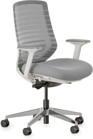 Branch Ergonomic Chair – A Versatile Desk Chair with Adjustable Lumbar Support, Breathable Mesh Backrest, and Smooth Wheels – Experience Optimal Comfort and Support – Pebble – White