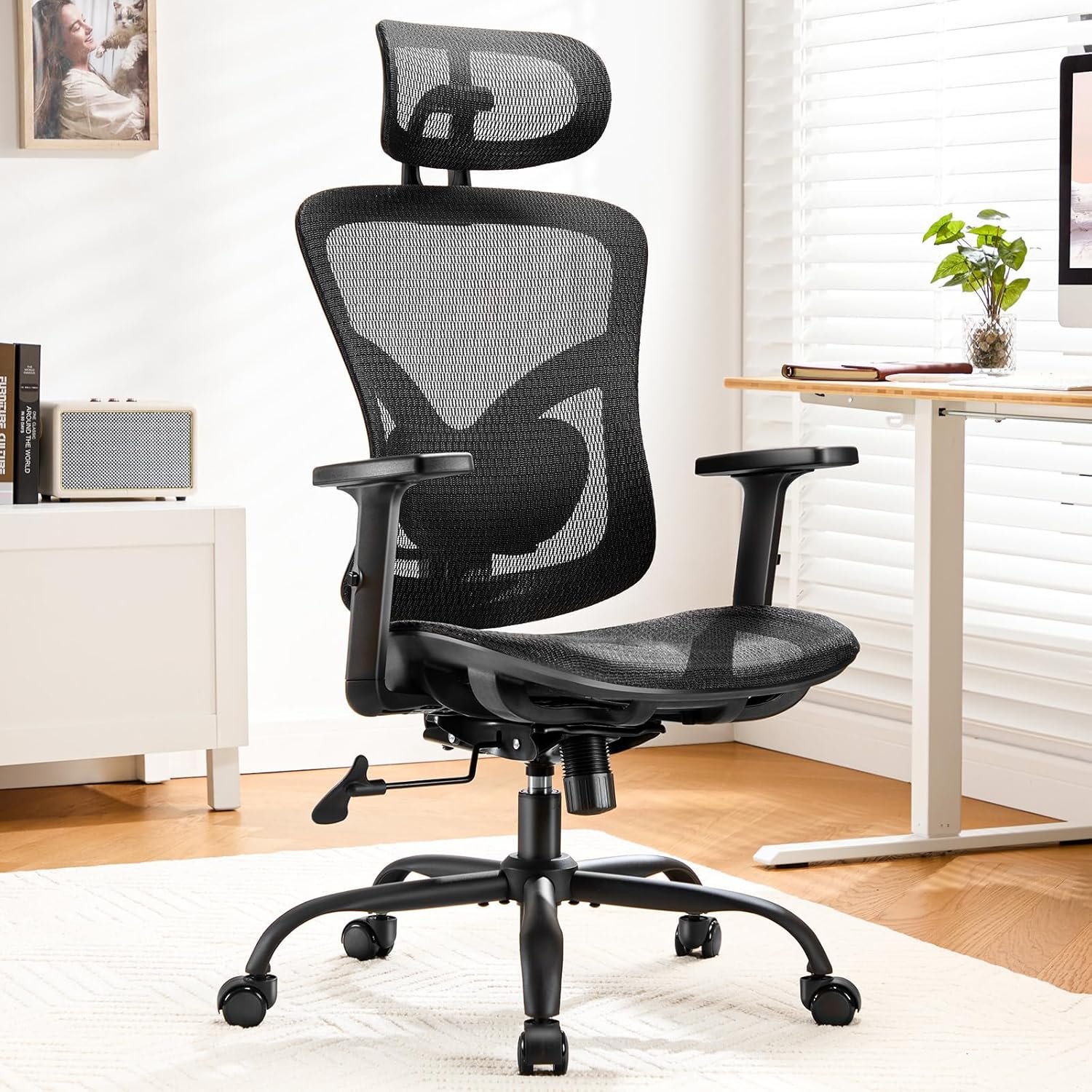 Marsail Ergonomic Office Chair, Ergonomic Gaming Chair with Adjustable Lumbar Support, 2D Headrest & Up and Down Armres