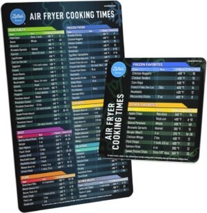 Air Fryer Magnetic Cheat Sheet Set – Air Fryer Accessories Cookbook – As Seen on the Today Show an Easy to Use AirFryer Time Chart Set – Strong Magnet Quick Reference Cooking Guide for Frying (Black)