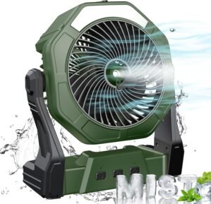 Ausic Portable Misting Fan, Outdoor Fans for Patios with Water Mist, 20000mAh Rechargeable Battery Personal Cooling Fan with Mister, 8-Inch, 250mL Water Tank & LED Lantern, for Home, Outside, Camping