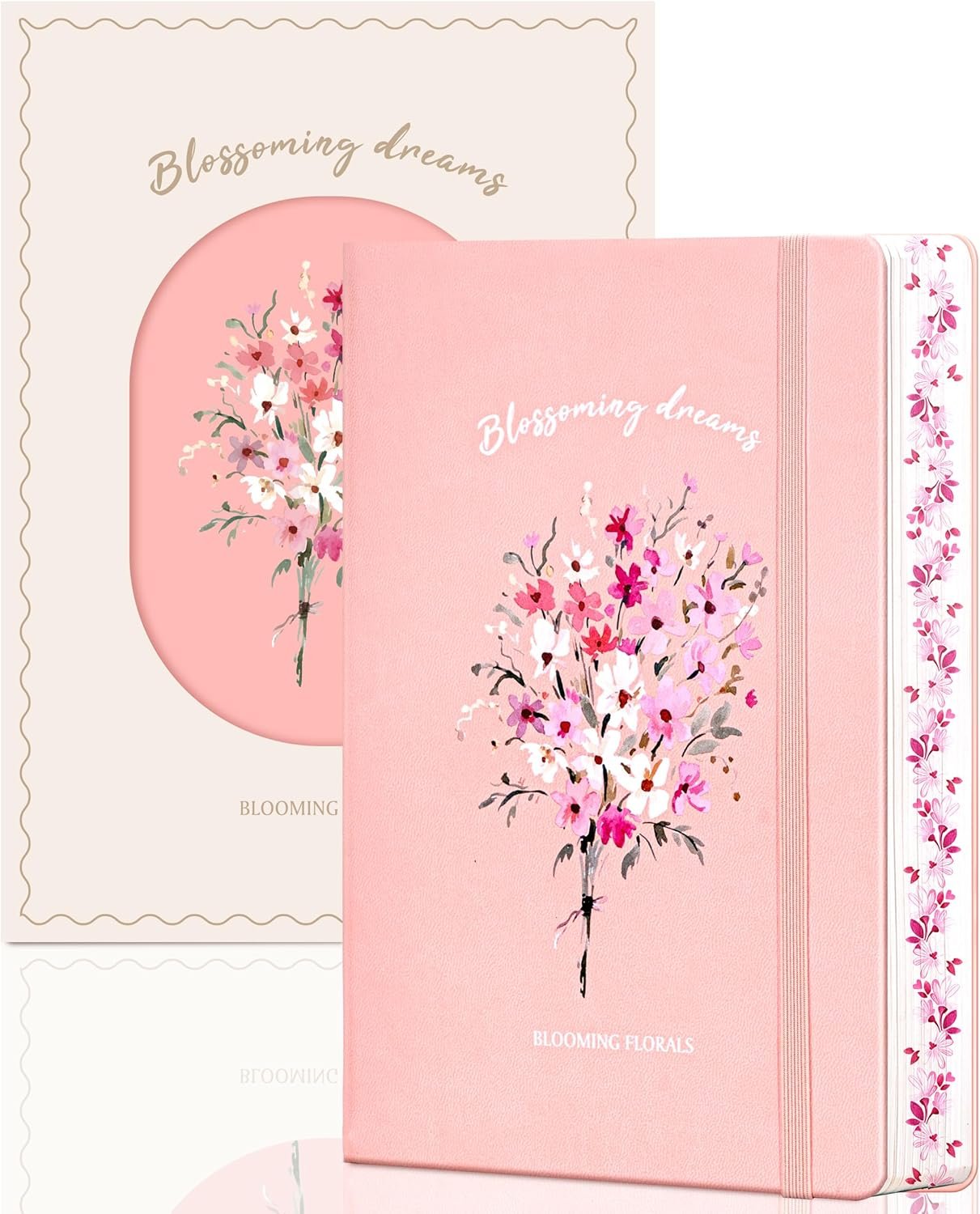 Lined Journal Notebook for Women 320 Pages Thick Floral DIary A5 Aesthetic Hardcover Journaling Notebooks for Writing with Gift Box, 5.7 X 8.3 In, Pink