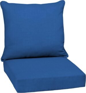 Arden Outdoor Deep Seat Cushion Set, 24 in x 24 in, Weather-Proof, Rain-Proof, Fade Resistant Patio Cushion for Chair, Sofa, and Couch Cobalt Blue Texture