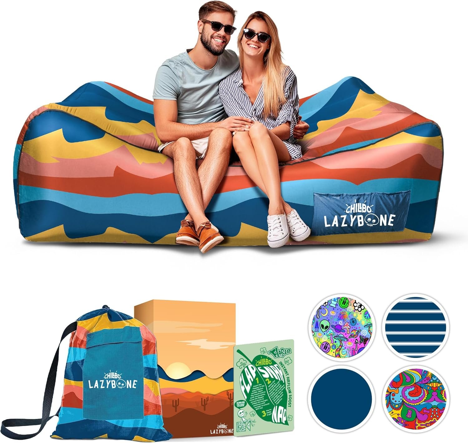 Chillbo Inflatable Couch – Cool Inflatable Chair. Upgrade Your Camping Accessories. Easy Setup is Perfect for Hiking Gear, Beach Chair and Music Festivals.