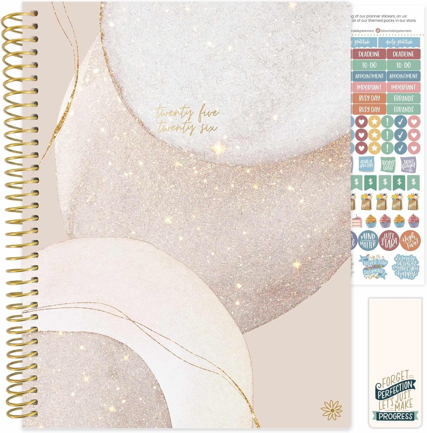 bloom daily planners 2025-2026 (8.5″ x 11″) Academic Year Day Planner (July 2025 – July 2026) – Aesthetic Weekly & Monthly Dated Agenda Organizer with Stickers – Brushed Beige