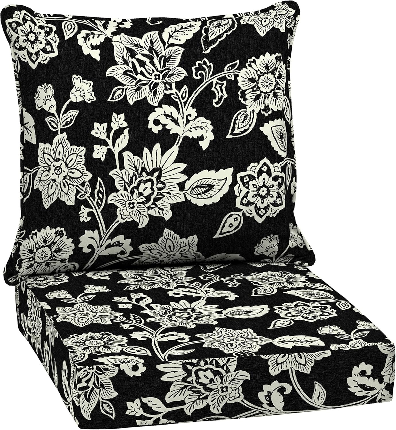 Arden Outdoor Deep Seat Cushion Set, 24 in x 24 in, Weather-Proof, Rain-Proof, Fade Resistant Patio Cushion for Chair, Sofa, and Couch Ashland Black Jacobean