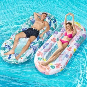 Pool Floats Lounger, 2 Pack Inflatable Pool Floats Adult Size, Water Hammock Pool Rafts Floaties for Swimming Pool Tanning Floating Pool Party Toys for Summertime Beach Outdoor – Multicolor