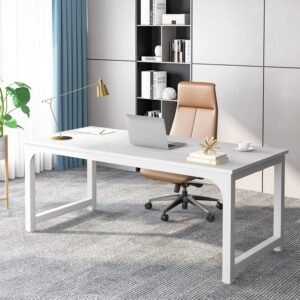 Tribesigns 70.8”Executive Desk, Large Office Computer Desk with Thicken Frame, Modern Simple Workstation Business Furniture for Home Office, White
