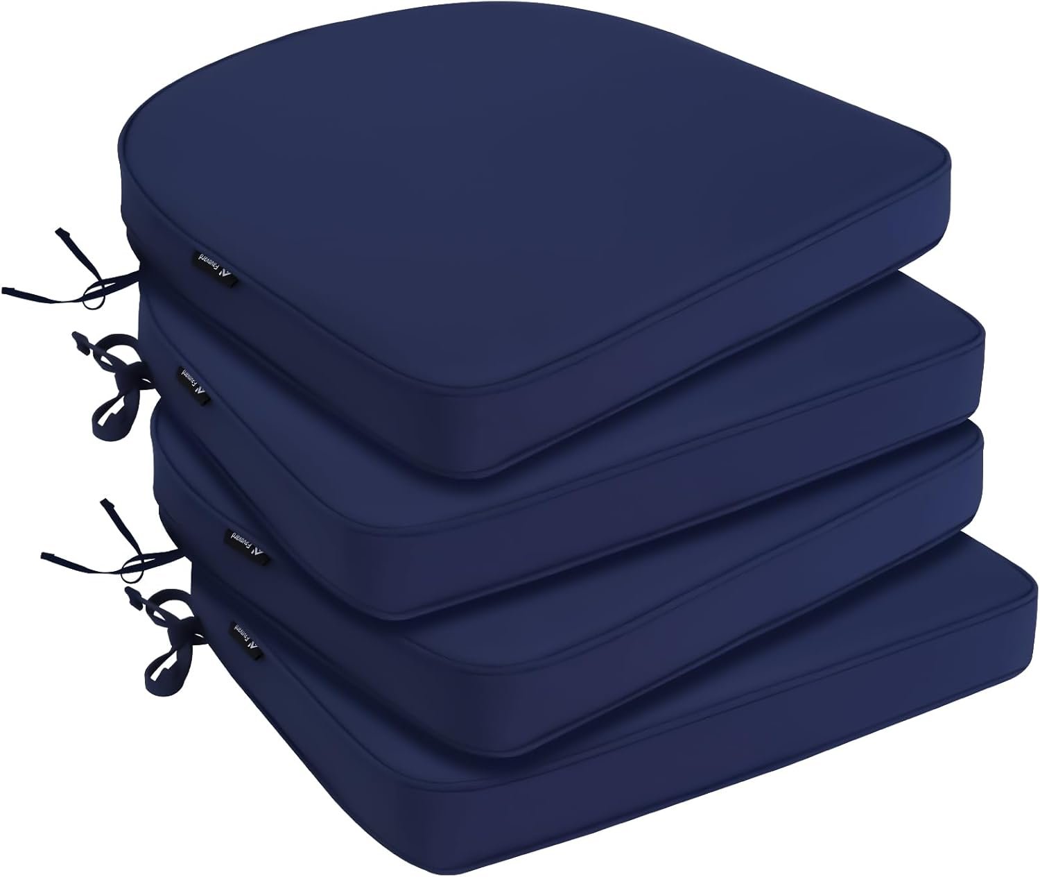 Favoyard Outdoor Chair Cushions 17″x16″x2″ Set of 4 Waterproof Seat Cushion for Patio Furniture with 3-Year Fade Resistant Removable Cover Attach Straps Hidden Zipper Round Corner for Yard Garden