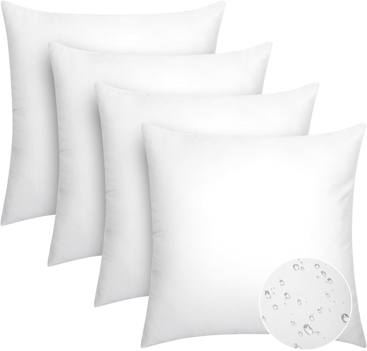 Pack of 4 18×18 Outdoor Pillow Inserts, Water Resistant Throw Pillow Inserts, Cushion Inner Pads for Patio, Furniture, Sofa, Bed, Living Room, Garden Decorative Waterproof Pillow Inserts